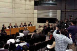 Mr Donald Tsang takes questions from the floor at a press conference on the Report held in Hong Kong