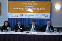 Mr Mike Rowse (right), Mr. C. D. Tam (2nd left), Mrs. Betty Fung (left) and David Brown of CREO (2nd right) attended the seminar on �Hong Kong � Your Portal to China�