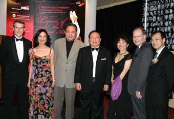 Dr Patrick Ho (middle), pictured with guests at the  'Legend of the Great Archer's  North America premiere pre-performance reception.