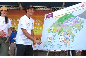 The "Historic Family Adventure Race" participants are tested on their knowledge on Hong Kong by matching the designated icons with the correct tourist spots of the Asia's world city.