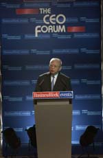 The Hong Kong Chief Executive, Mr Tung Chee Hwa, delivered a speech at the opening ceremony of the CEO Forum organized by Business Week.
