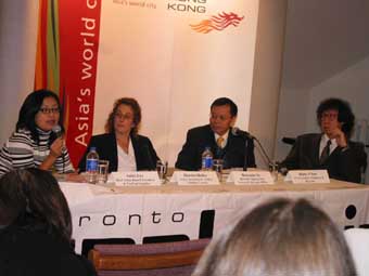 At the film seminar entitled "Hong Kong: Gateway to China's 1.3 Billion Audience", co-organised by the HKETO and the 7th Toronto Reel Asian International Film Festival,  panel speakers discussed how CEPA could benefit Canadian film companies to tap the huge film market of Mainland China through co-productions with Hong Kong film makers.