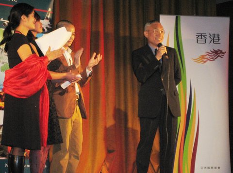 While attending the Opening Gala and North American premiere of his much anticipated award-winning film "After this Our Exile" at the 2006 Toronto Reel Asian International Film Festival, legendary Hong Kong new wave director Patrick Tam shares a light moment with the full-house audience. 